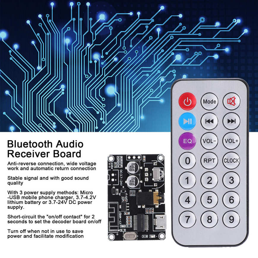 Bluetooth Audio Receiver Board Stereo Power Amplifier Module with Remote Control XY-WRBT. 