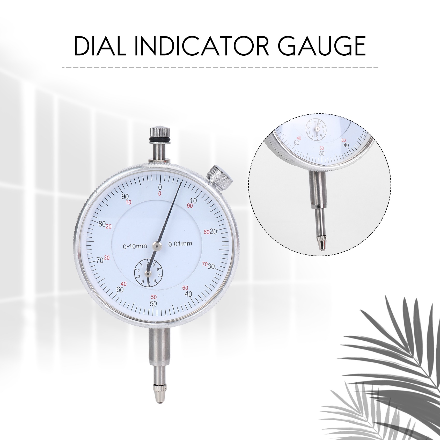 Dial Indicator Gauge 0-10mm Meter Precise 0.01 Resolution Concentricity Test. 