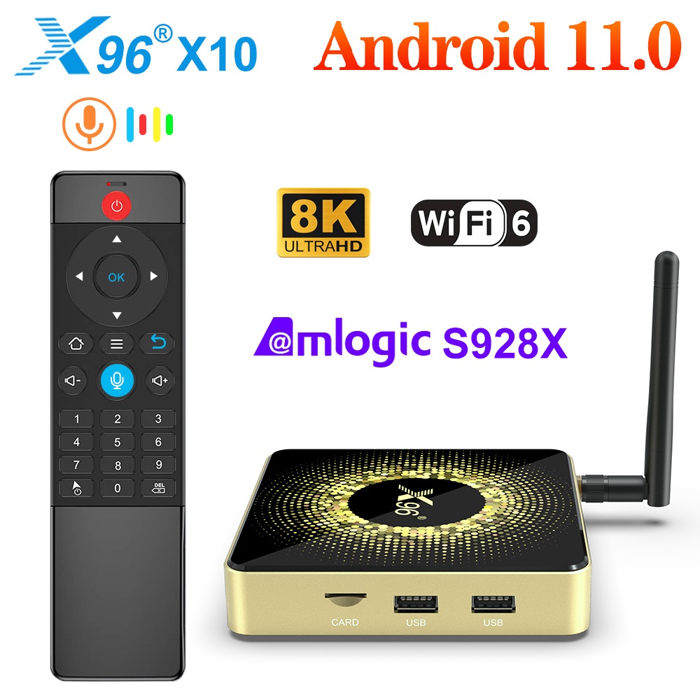X96 X10 Amlogic S928X-J TV Box 8GB RAM 64GB ROM Support Dolby 8K USB3.0 Wifi6 BT1000M LAN Google Voice Input Set Top Box. 