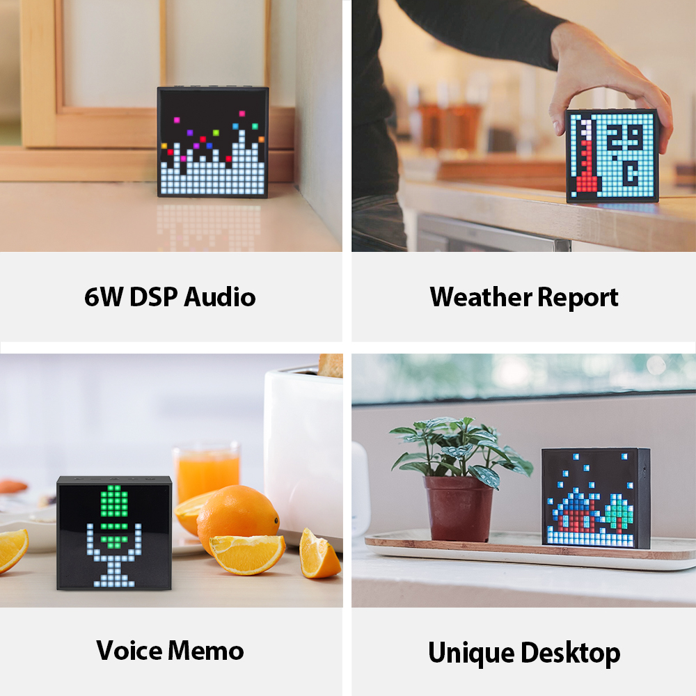 Divoom Timebox Evo Bluetooth Portable Speaker with Clock Alarm Programmable LED Display for Pixel Art Creation Unique Gift. 