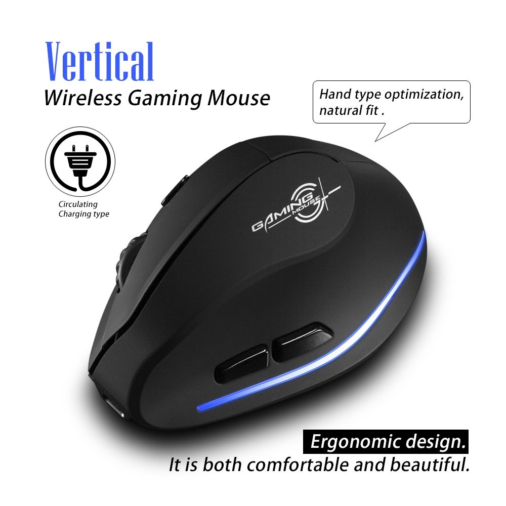 Zelotes F-35 Wireless Vertical Mouse Rechargeable 2400 DPI Optional - 01. 