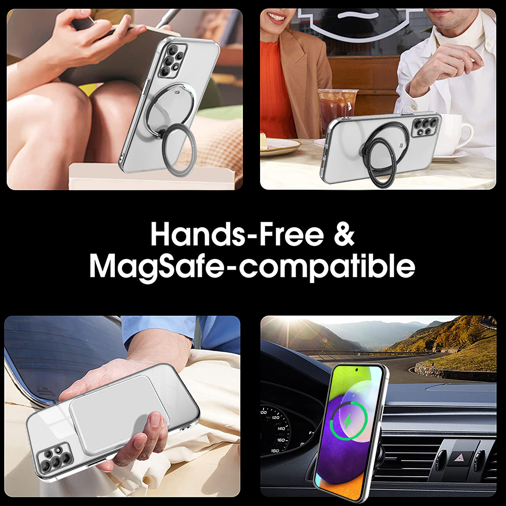 Relaxtoo For Samsung Galaxy A52 5G 4G and Samsung Galaxy A52s 5G Magsafe Magnetism Plating Bracket Back Cover For SamsungA52 GalaxyA52 SamsungA52s GalaxyA52s Portability Ring Stand Impact Resistant Case. 