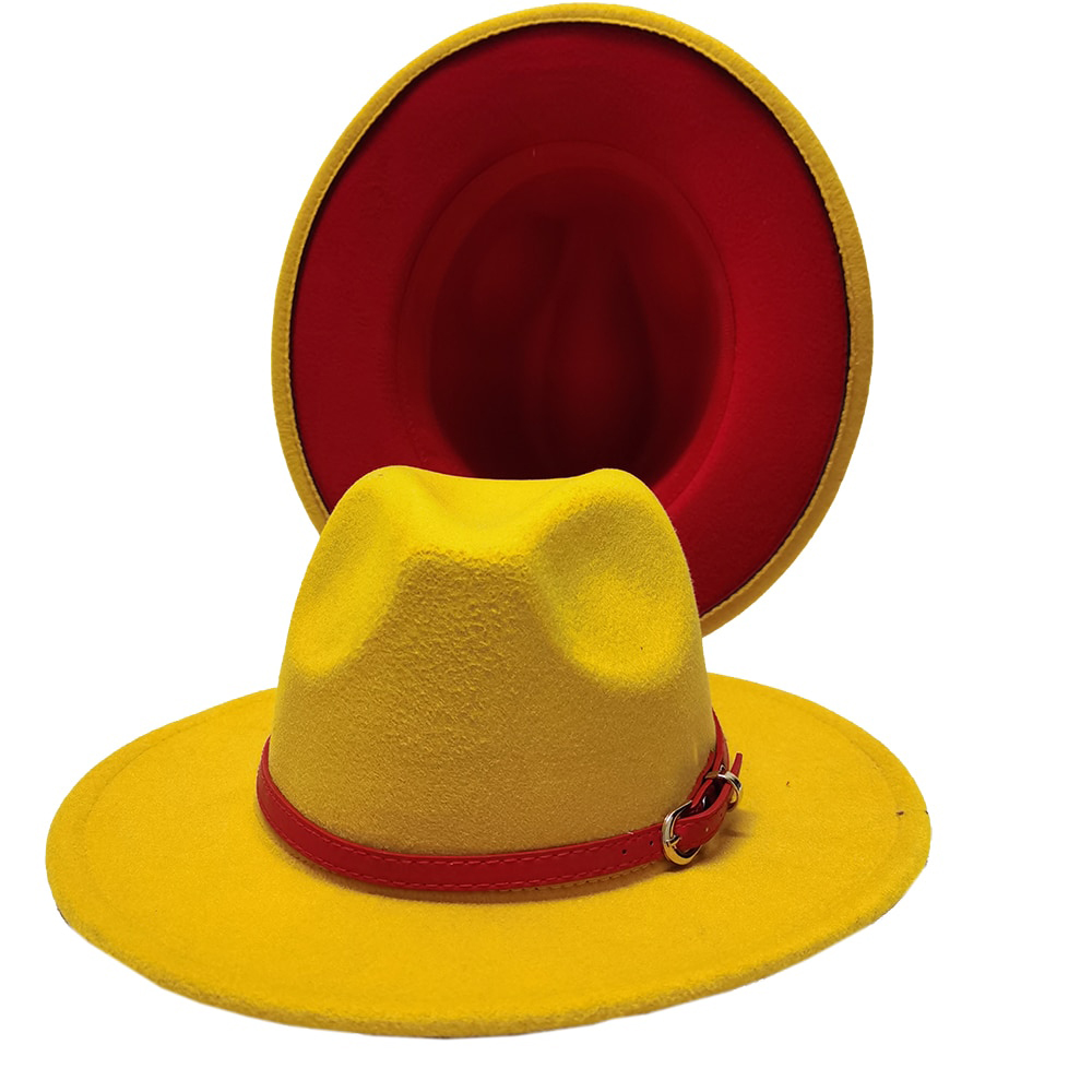black red fedora hat women wide brim 