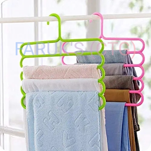 5 Layer 3 piece Plastic Hangers for Clothes in Wardrobes Space Saving Multipurpose Hanger. 