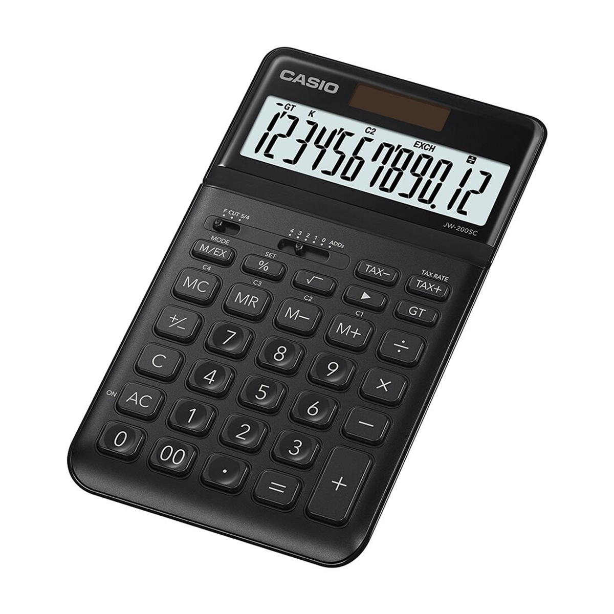Casio JW-200SC-BK Solar and Battery Powered Basic Calculator - Black. 