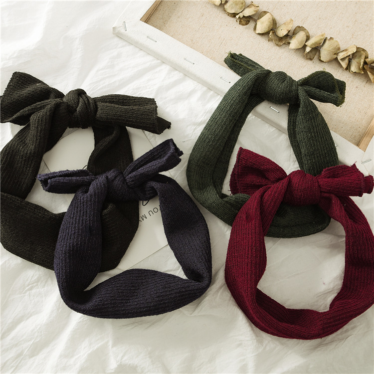 HeadwearNew Bow Hair Accessory Children's Solid Color Baby Headband Hair Accessory Wide-brimmed Girl Baby Snap Headband. 