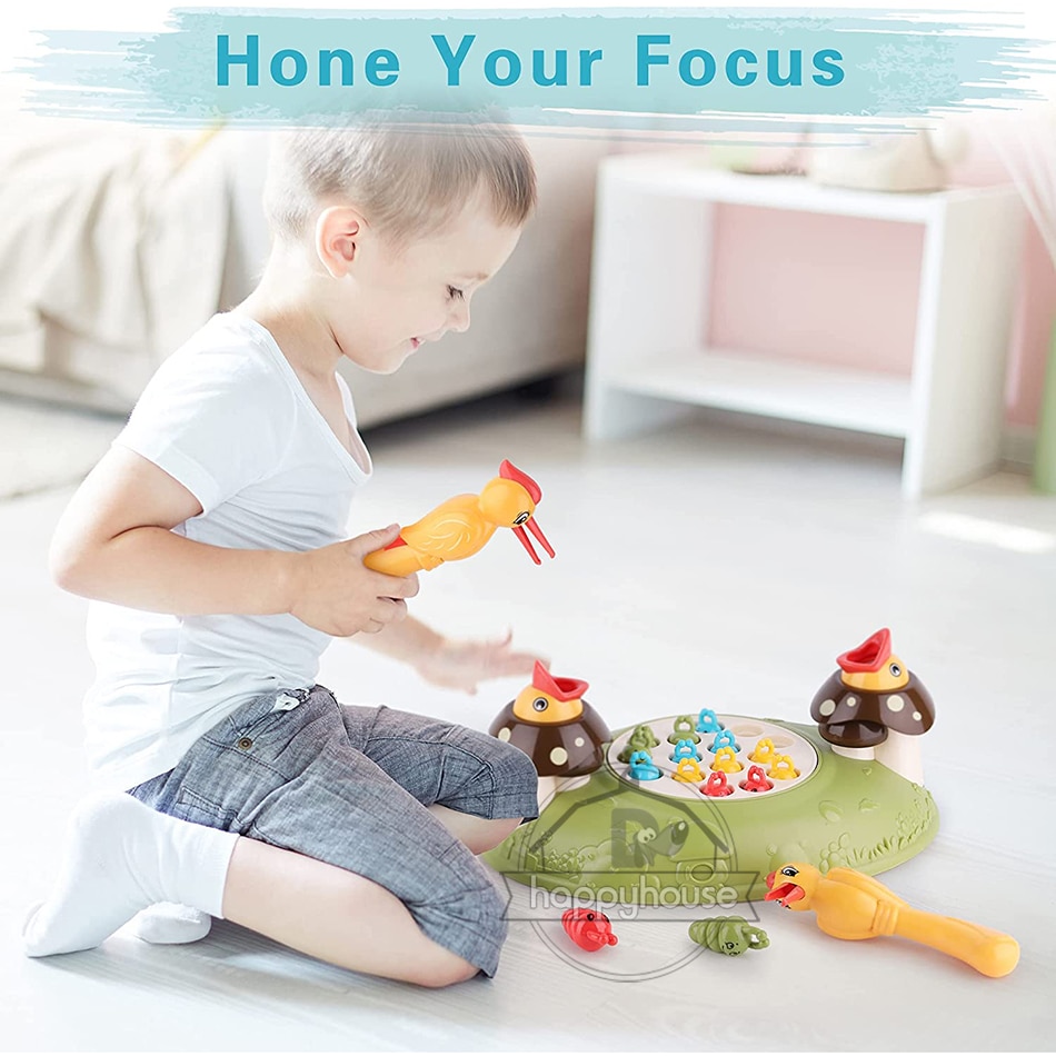 Misical Woodpecker Feeding Toy For Kids Electronic Bird Play Set Montessori Educational Learning Game Toys for Boy Girl Child. 