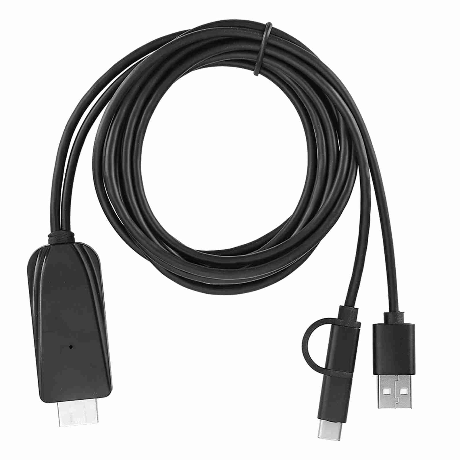 USB/Type-C 2M HDMI Cable, USB-C to HDMI Screen Mirroring Cabl Support Bluetooth/Miraplug APP for Monitor for TV. 