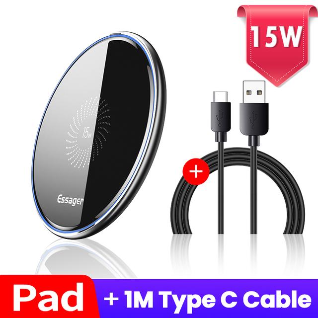 Essager 15W Qi Wireless Fast Charging Supports All Wireless Charging Phones Induction Pad For iPhone 14 13 12 Pro Max X Xiaomi mi 10 Samsung S20 Huawei. 