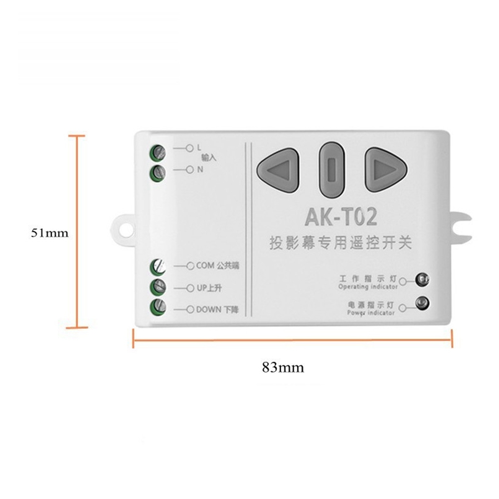 AC85-250V Motor Remote Projection Screen Motor Wireless Switch ABS 433 UP Down Stop Forwards Reverse Stop. 