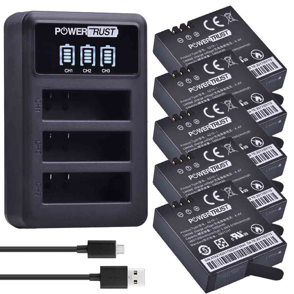 AZ16-1 Battery 1400mAh 3.85V AZ16-2 + LED USB 3slots Charger for Xiaomi Yi 2 4K Battery Original Xiao Mi Yi Lite Action Camera. 