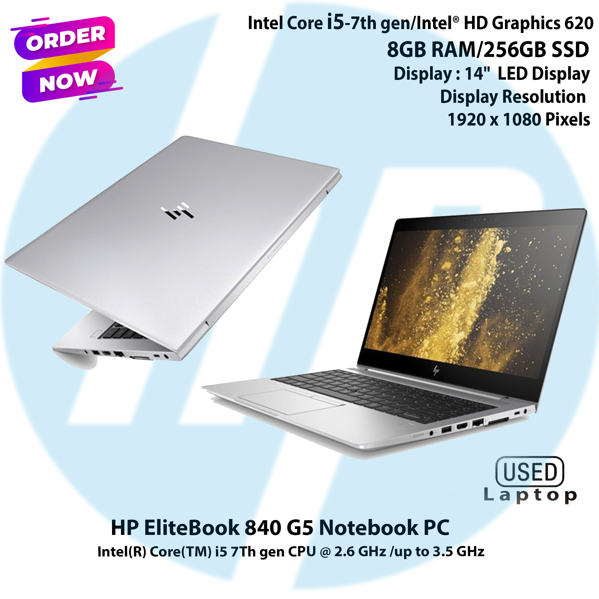 HP EliteBook 840 G5 Intel Core i5 7th Gen,8GB RAM,256GB SSD,14"Display Notebook Pc. 