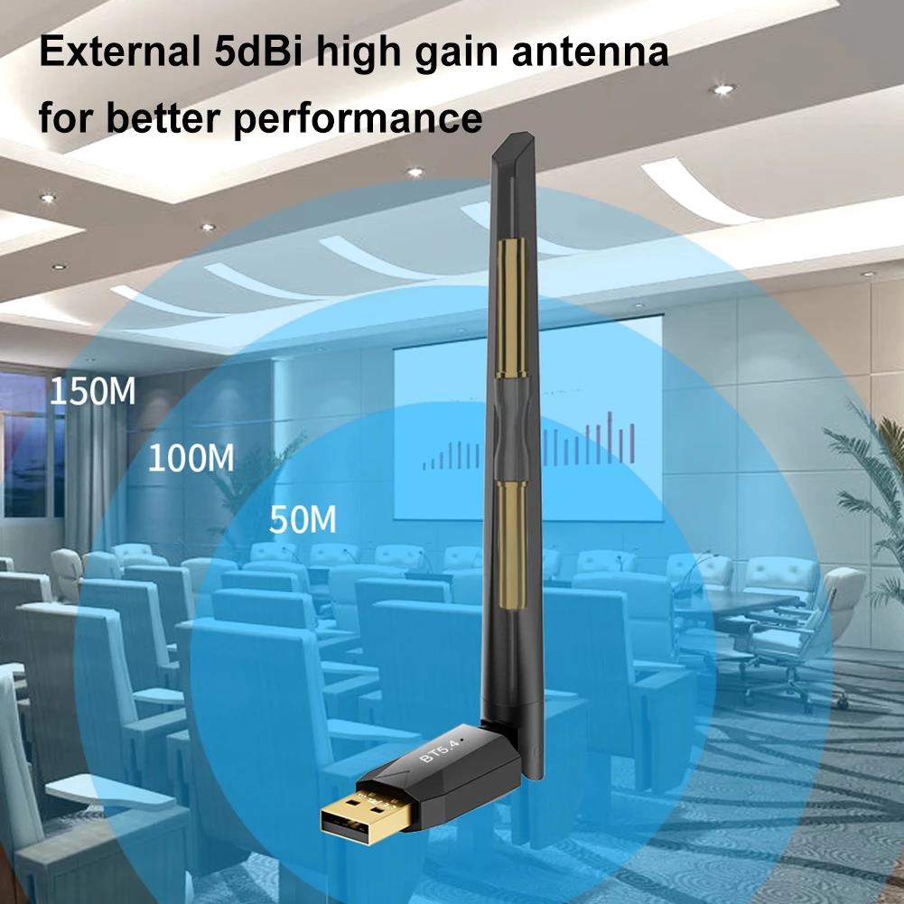 USB Bluetooth-Compatible 5.4 Adapter Wireless Bluetooth-Compatible Dongle Driver Free 150m Supports Windows 11/10/8.1/7. 