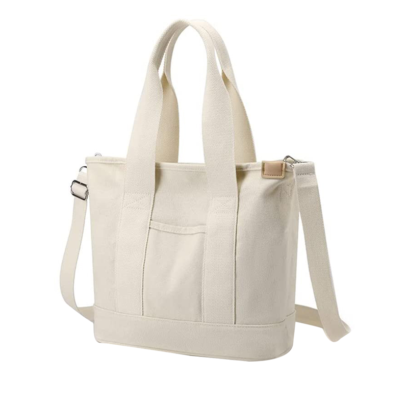 Multi-Pocket Tote Bag with Zipper, Canvas Japanese Handmade Handbag with Compartments, Multifunction Green Durable Easy to Use 32 X 14 X 29cm. 