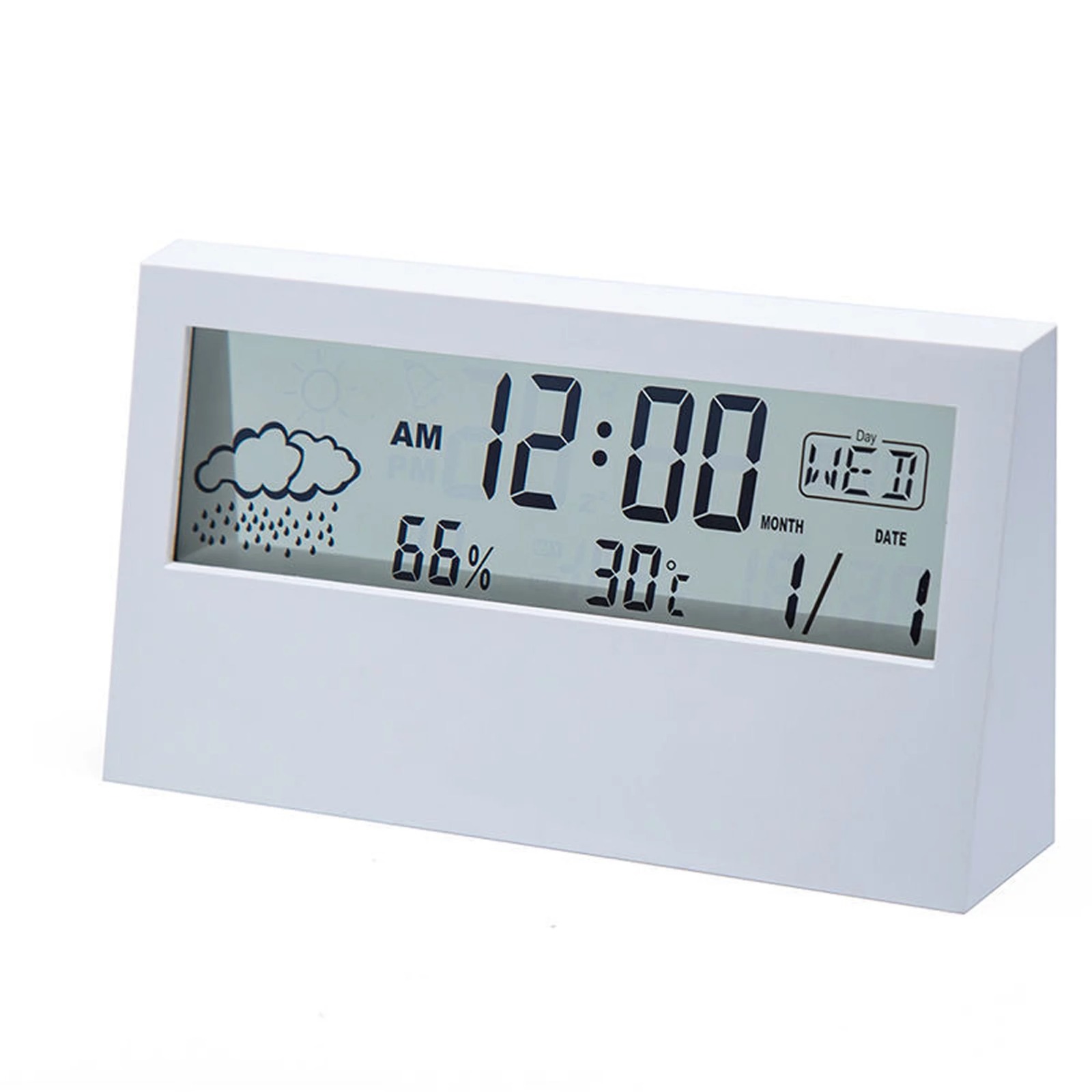 LCD Desktop Alarm Clock Transparent Calendar Weather and Digital Temperature and Humidity Display Home Appliance Smart Life-The Asia Express. 