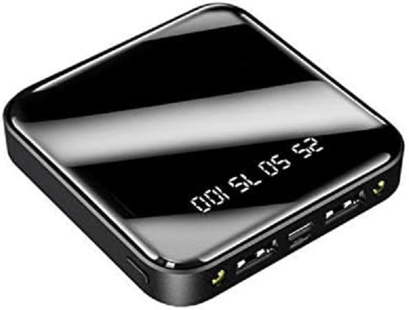 20000mAh Mini Power Bank with Built in 4 Cables, Fast Charging, and Flashlight, Portable External Battery for Apple, Micro USB, Type C Devices. 