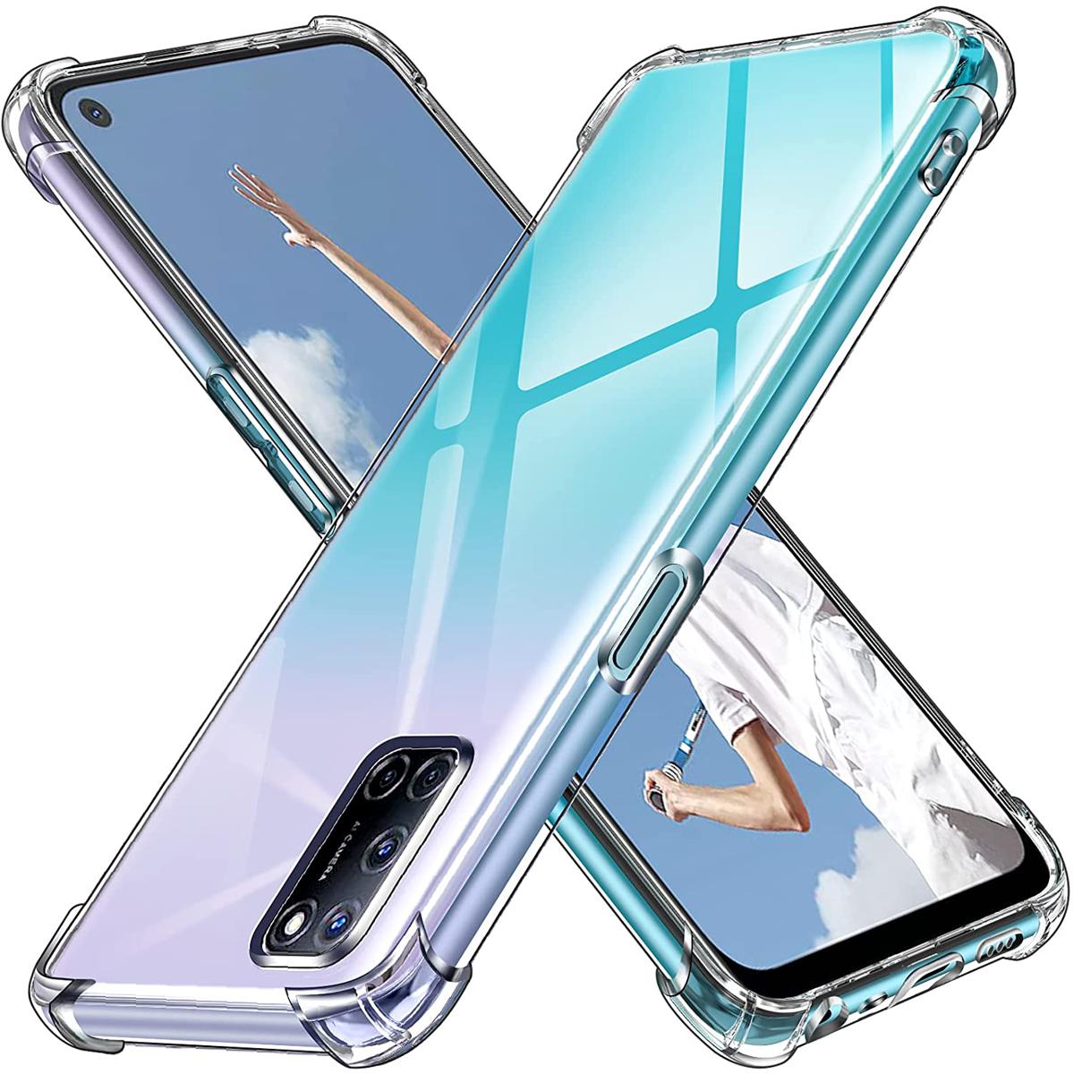 For OPPO A52 A92 Back Cover Shockproof Transparent Soft TPU Silicone Protector Phone Case with Shock Absorption Bumper Corners. 