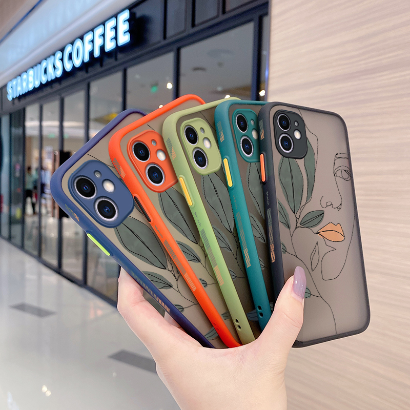 For Samsung Galaxy a20s case with simple art face frosted transparent hard cover soft side edge square silicone case full back cover camera new design English case shockproof protection case. 