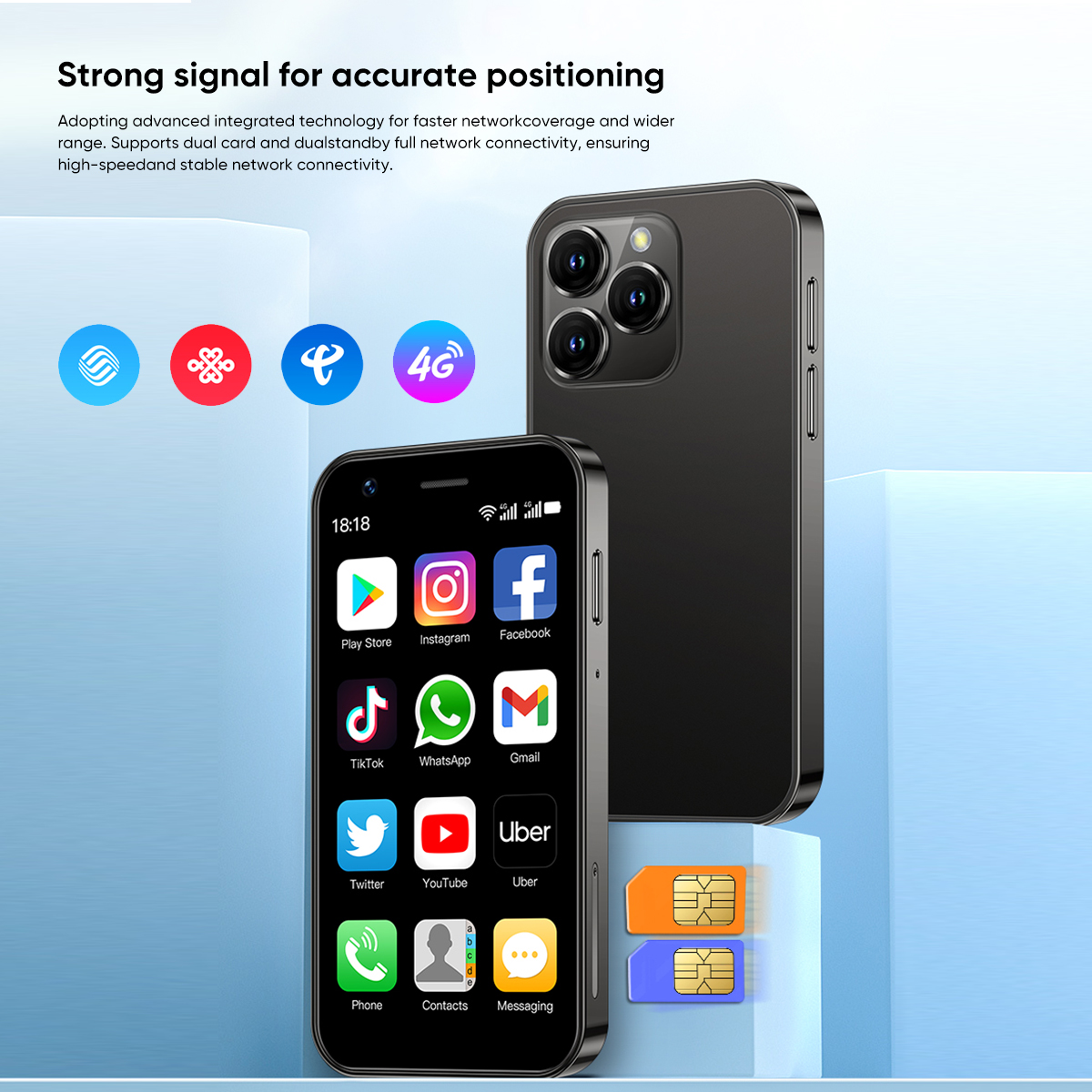 SOYES XS16/XS15 Mini Android Smartphone 3G/4G Network 2GB RAM 16GB ROM 3 Display 5MP Camera Dual SIM With Play Store WhatsAPP. 