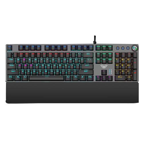 AULA F2058 RGB BACKLIGHT MECHANICAL GAMING KEYBOARD MULTIMEDIA KNOW SOFTWARE CONTROL WRIST REST ANTI GHOSTING. 