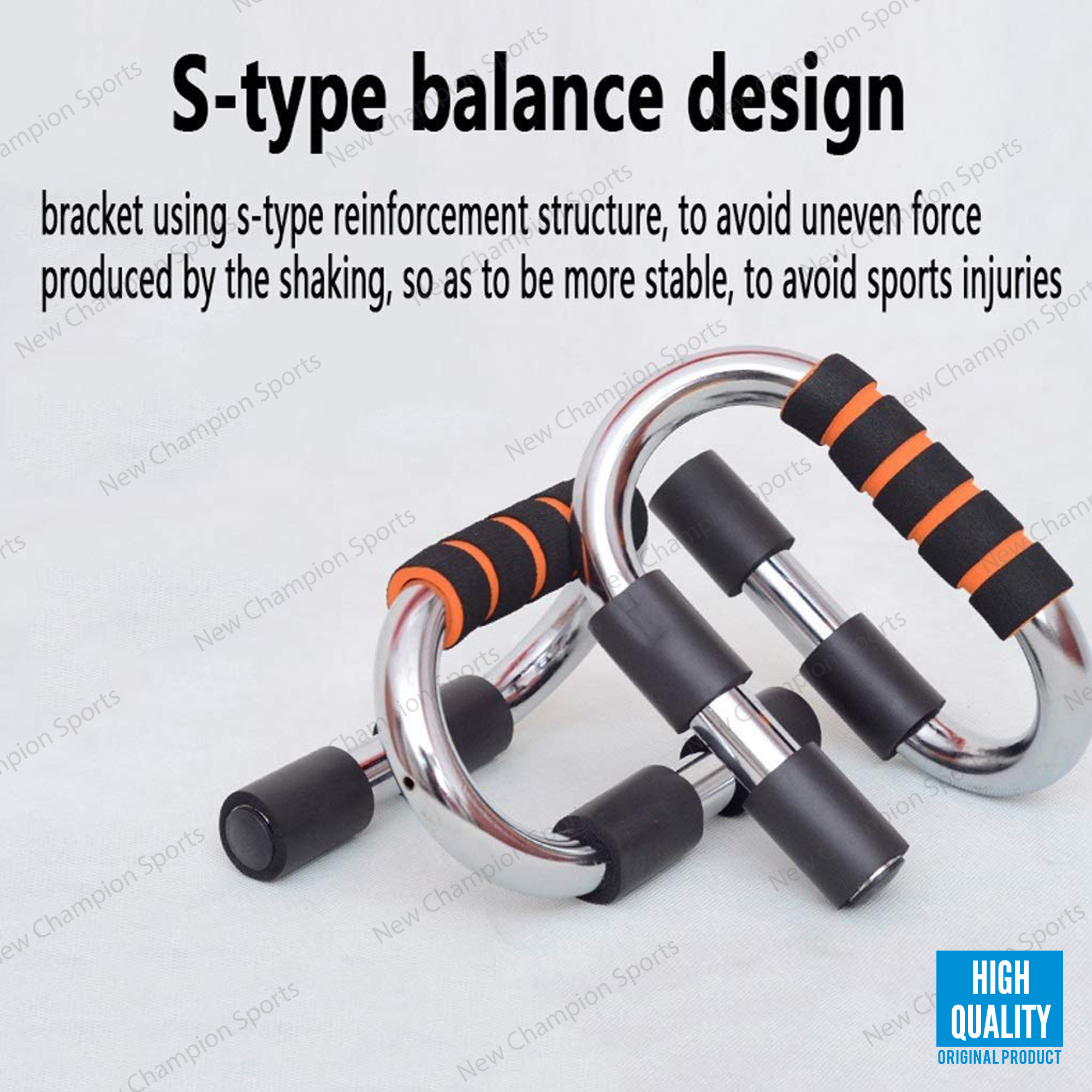 Fitness Push up Bar Stands Pushup Chest Bar Strong Chrome Steel Pushup Stands with Comfortable Foam Grip and Non-Slip Bars. 