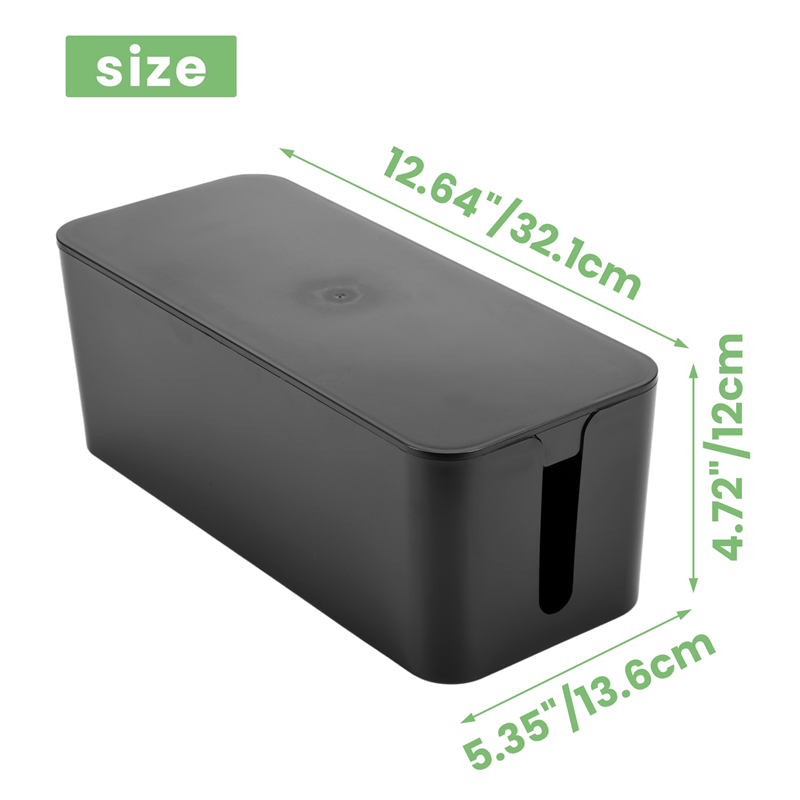 Cable Management Box, Wire Storage Box, Used to Hide the Power Strip, Suitable for Home/Office (Black). 