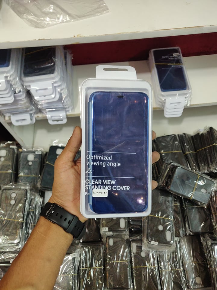 For Xiaomi Redmi Note 7 / Note 7 Pro / Note 7S Luxury Clear View Mirror Leather Standing Glass Flip Cover (100% Premium Quality)