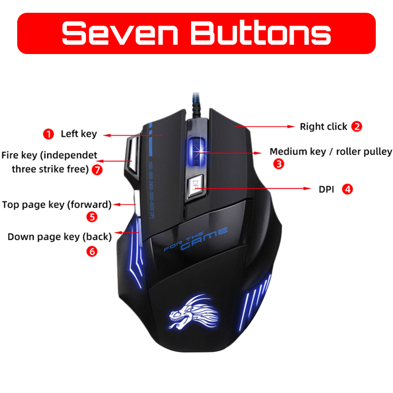 Gaming Mouse X1 Rgb Lighting 7 Buttons Dpi Mouse Rgb Mouse Rgb Gaming Mouse Dragon Logo Wired Mouse - Enhanced Gaming Experience With Rgb Lighting. 