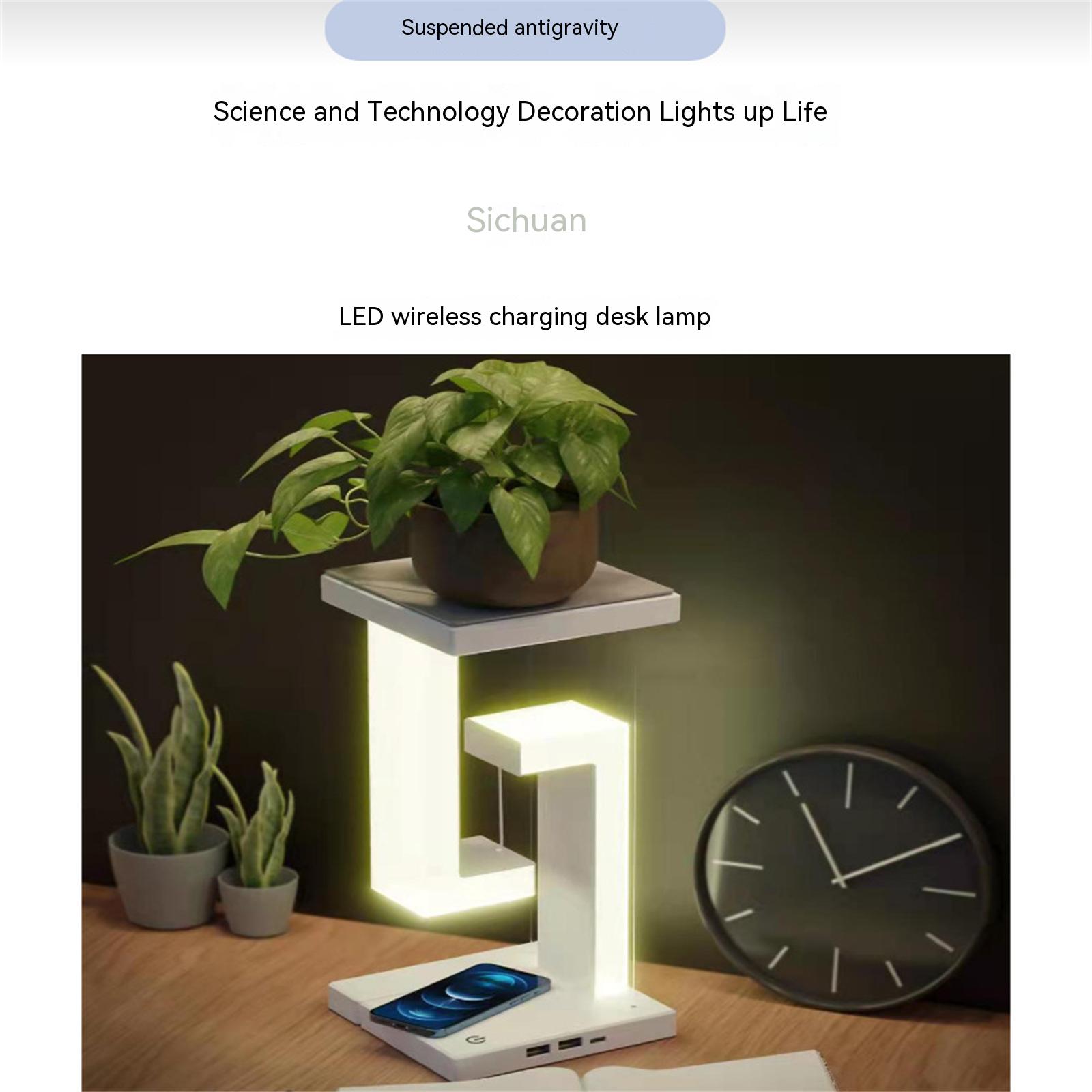 GC 4w Suspension Anti-gravity Desk Lamp 350lm 3800-3900k Adjustable Led Table Lamp With Wireless Charger. 