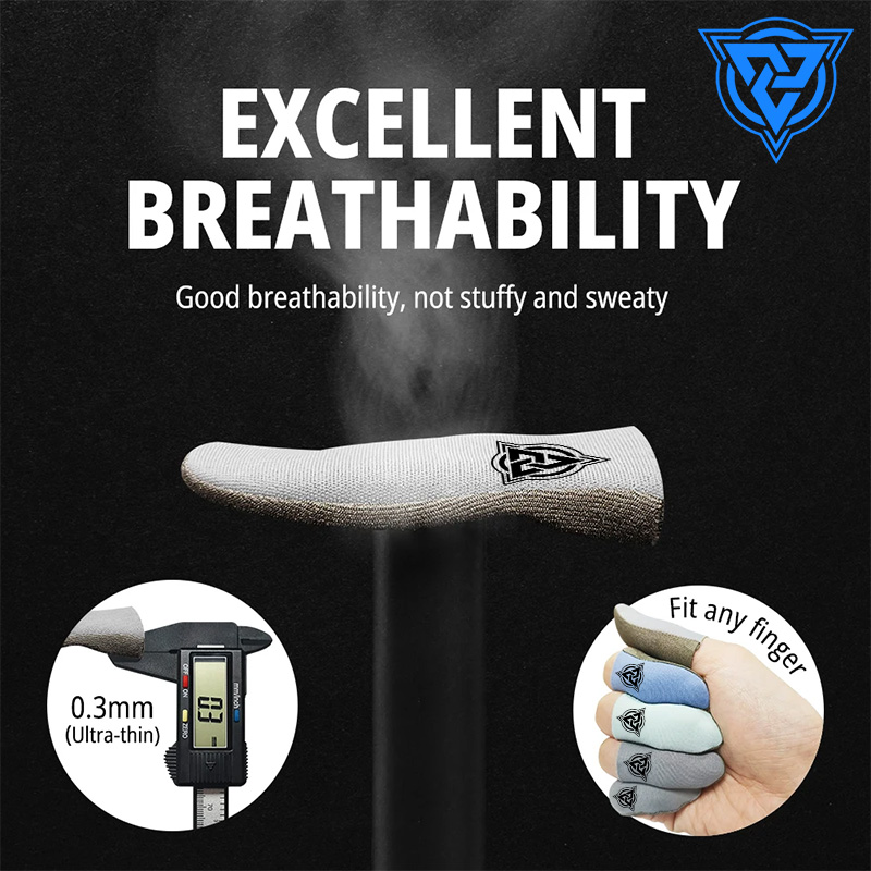 【🔥Fly Shark】BlueWow Fly Shark Custom Knitted Silver Cloth Breathable Gaming Finger Cots Ultra-thin Silver Fiber Highly Sensitive Gaming Finger Cots Suitable for PUBG Touch Screen Mobile Game. 