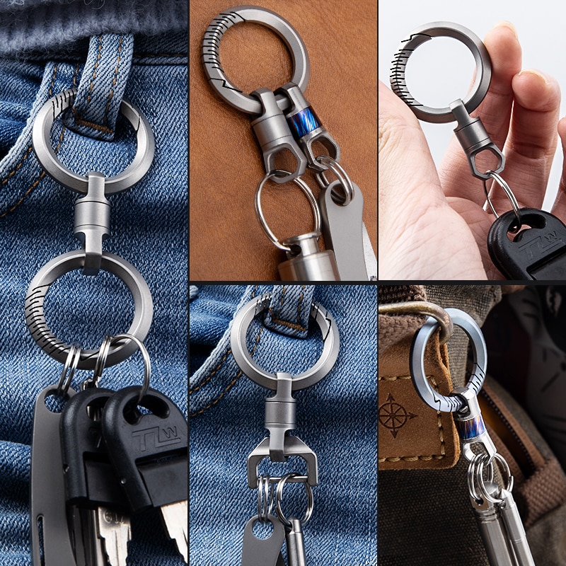 Titanium Alloy Keychain Rotary Connection Parts Universal Small Tool EDC New Two-way Key Chain. 