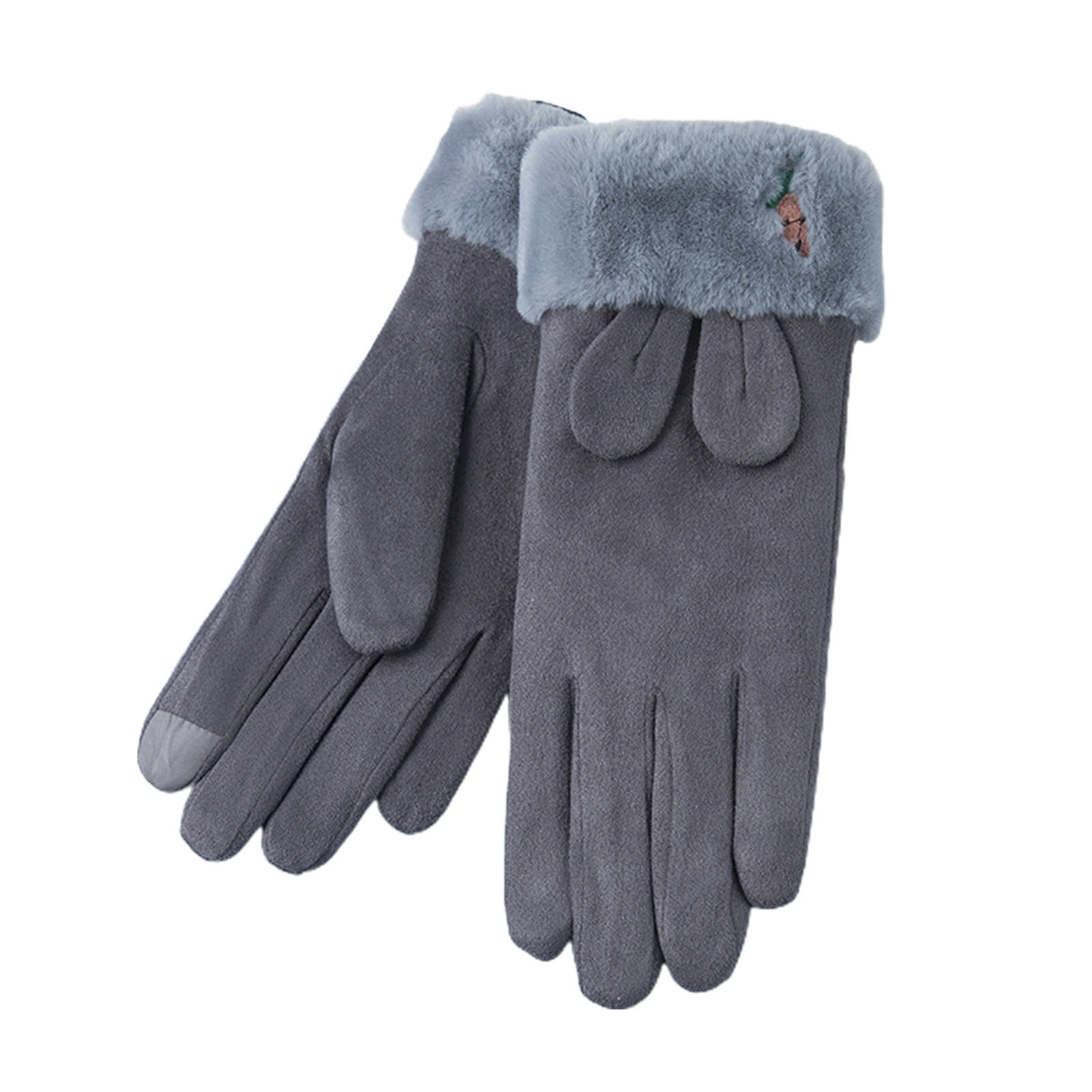 Women Glove Touching Point Winter Female Thick Plush Wrist Warm Glove