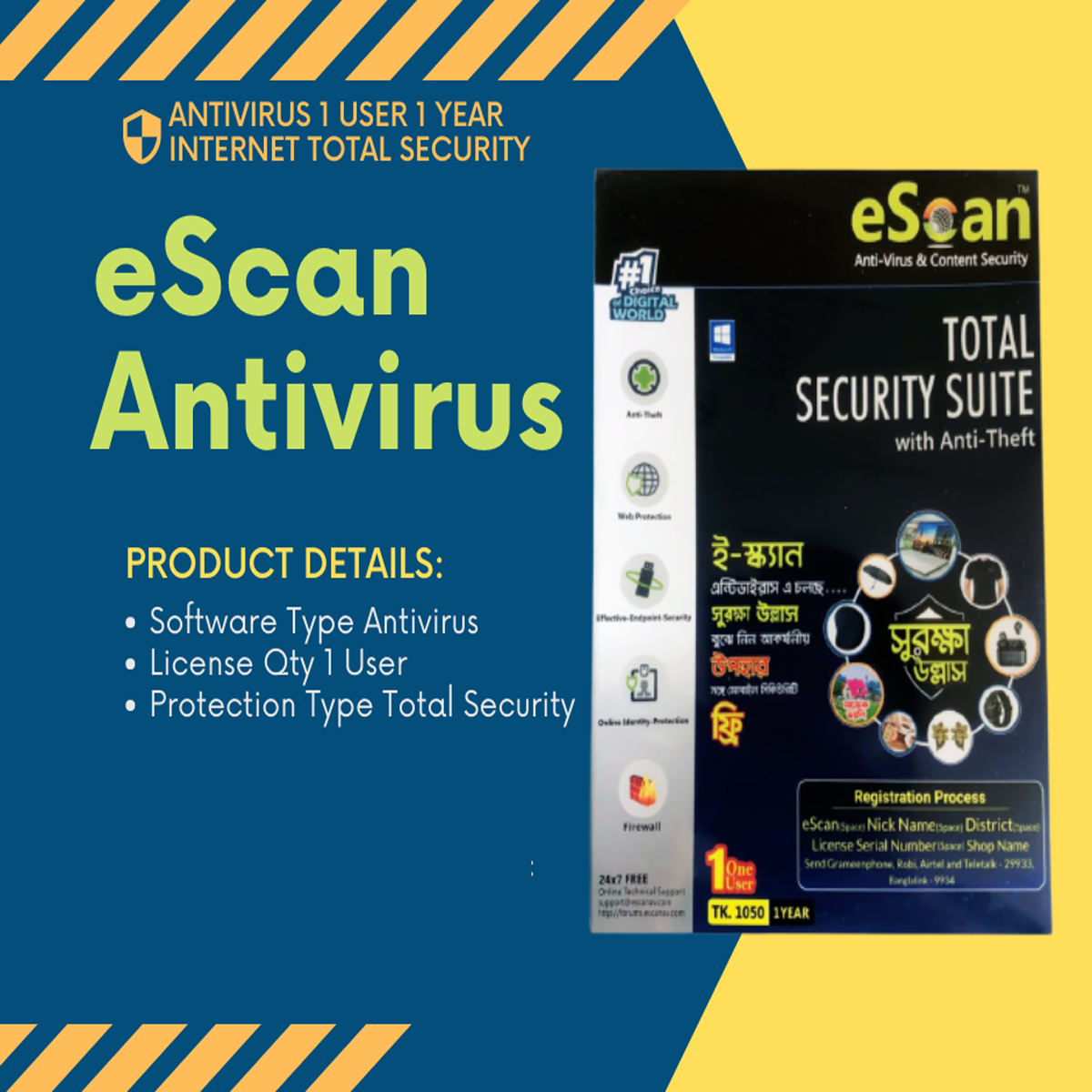 New version total Escan internet security suite( 1 user-1 year) with CD & without CD. 