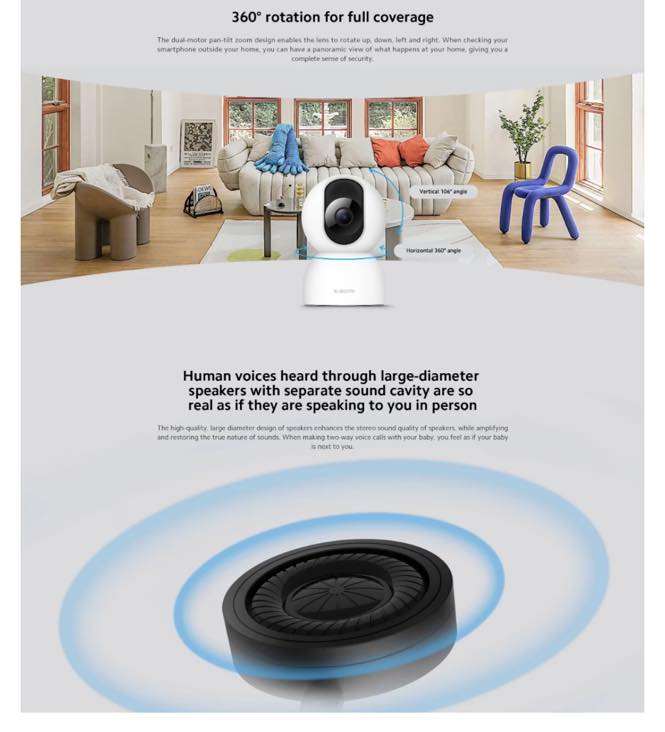 Xiaomi C400 360 Degree 2.5K (4.0MP) White Smart Home Security Wi-Fi Dome IP Camera #MJSXJ11CM (without Adapter). 