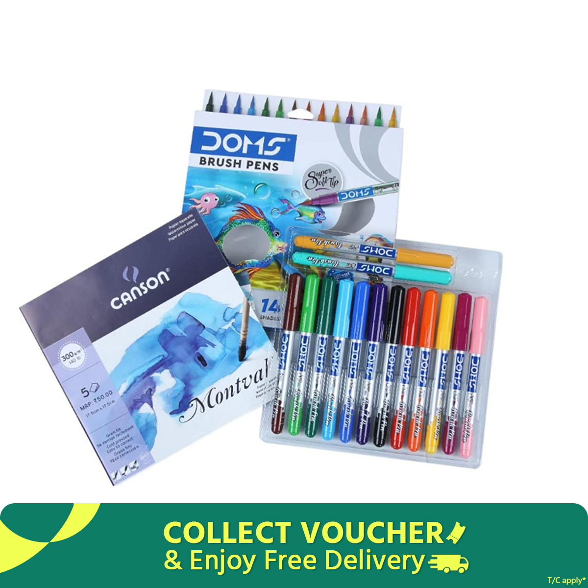 Doms Brush Pen Set of 14 colour 1 set