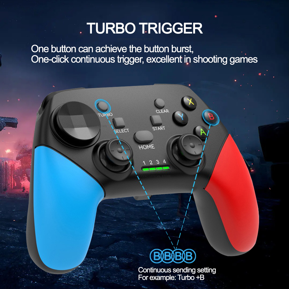 BROODIO Bluetooth Game Controller 2.4G Wireless Gamepad For Nintendo Switch Apple PS3 PS4 TV Box Games Android Phone PC Joystick. 