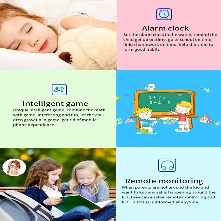 Kids Smart Watch Phone Math Game Flashlight LBS Location SIM Card 2G Call Camera SOS Back Monitor Children Smartwatch Clock Gift. 
