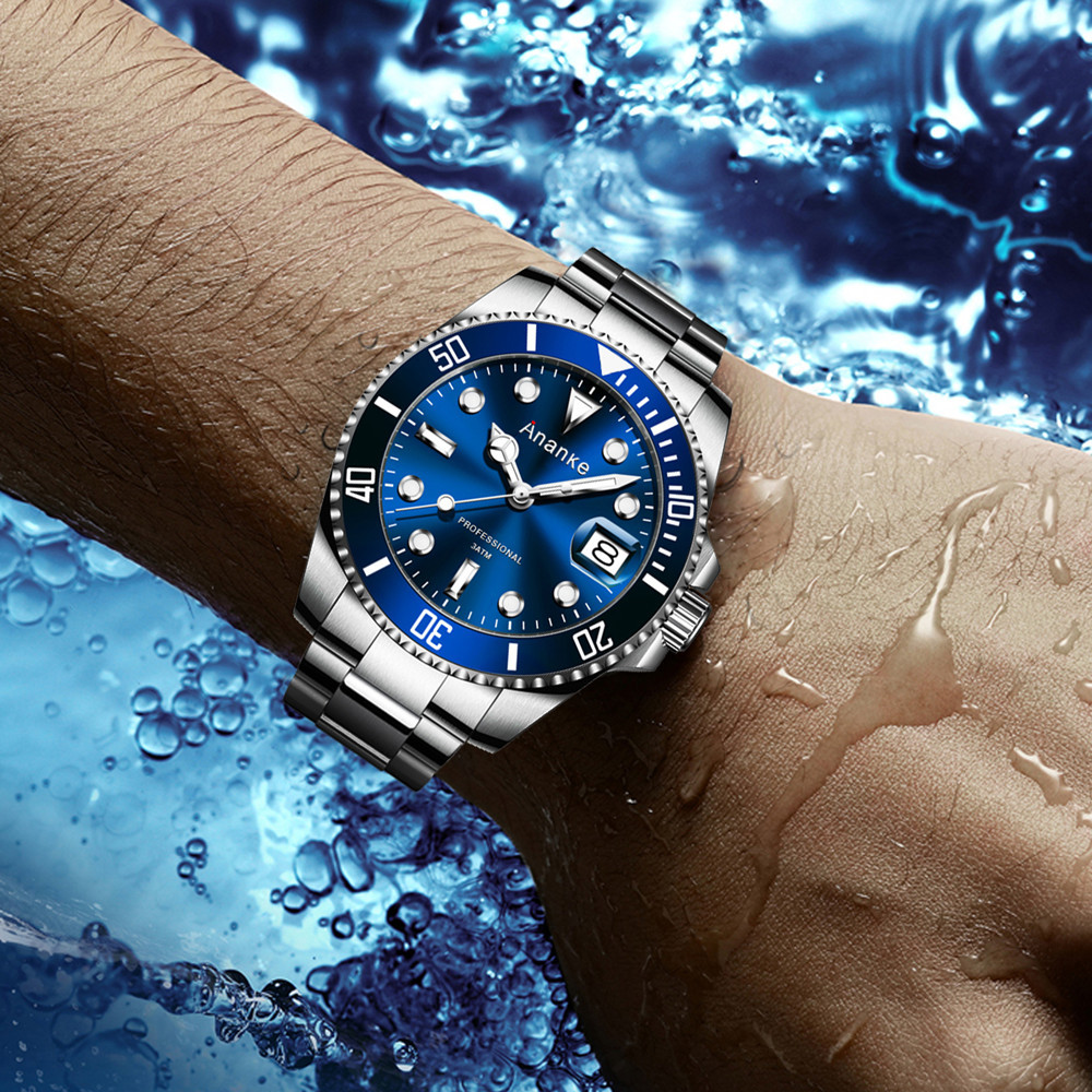 Ananke Men's Watch Green Water Ghost Night Glow Waterproof Non Mechanical Quartz Watch. 