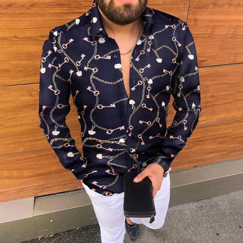 Silk Satin Digital Social Shirts Men's 