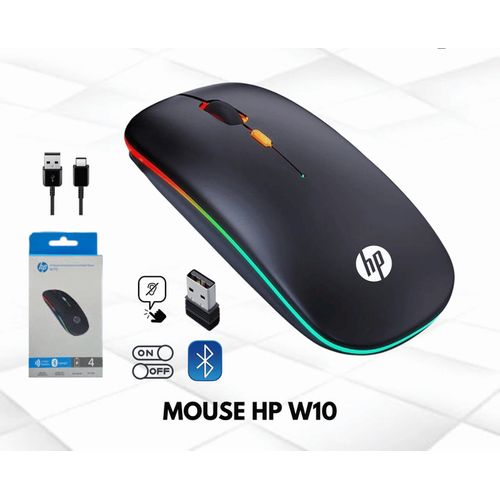 Hp W10 Wireless and Bluetooth Rechargeable Mouse with Led Light