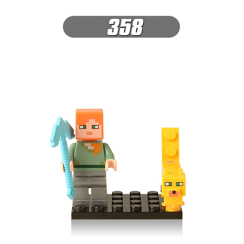 8pcs/set Minecraft Figures Building Steve Alex Wither skeleton Zombie Blocks Bricks For Children Gift Toys X0127. 