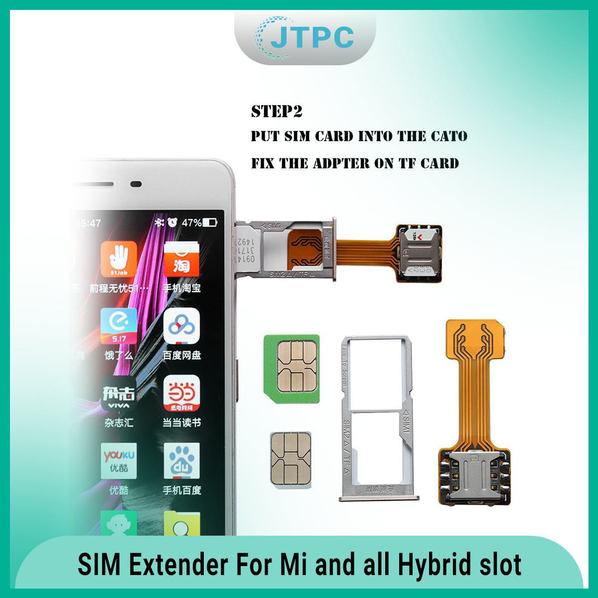 SIM Extender For Mi and all Hybrid slot Phone to Use 2 SIM And Micro SD Card At a time - Yellow. 