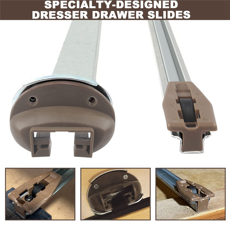Drawer Slides Guides Plastic 5Pairs with Roller Undermount Drawer Slides Stopper for Dresser Drawer Parts. 