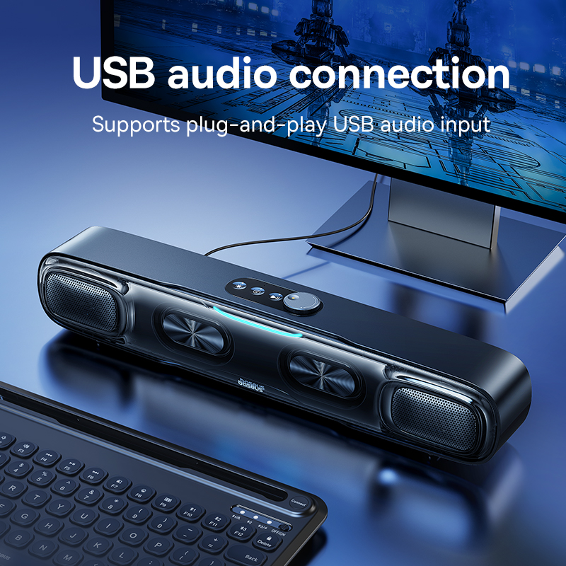 Baseus DS10 Portable Soundbar Speaker Bluetooth 5.3 4-Unit Driver Audio 3D Soundscape Surround Mini SubwooferSound Box for Lapto. 