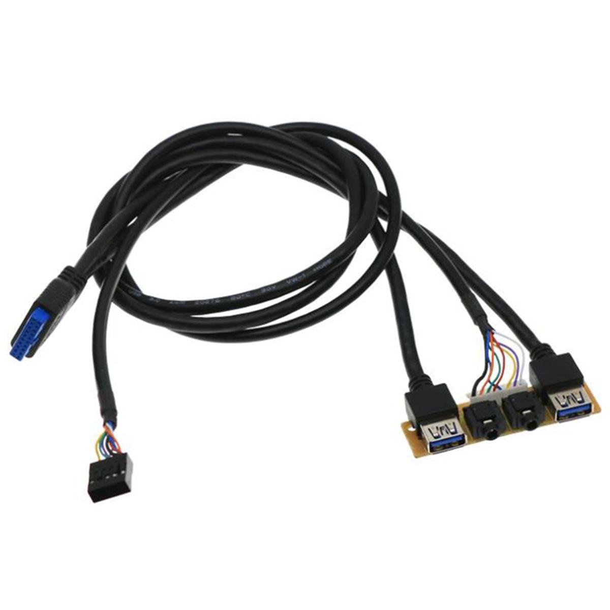 60cm Front Case Panel USB3.0+USB3.0+HD Audio Jack Ports I/O d+Internal Wire USB Bezel Line DIY Case Extension Line