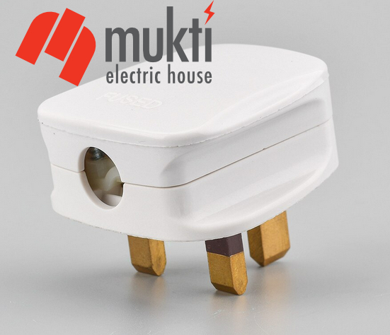 Fused 13A 3 Pin Flat Plug Premium Quality White Connector Cord Adapter Electrical Power Socket. 