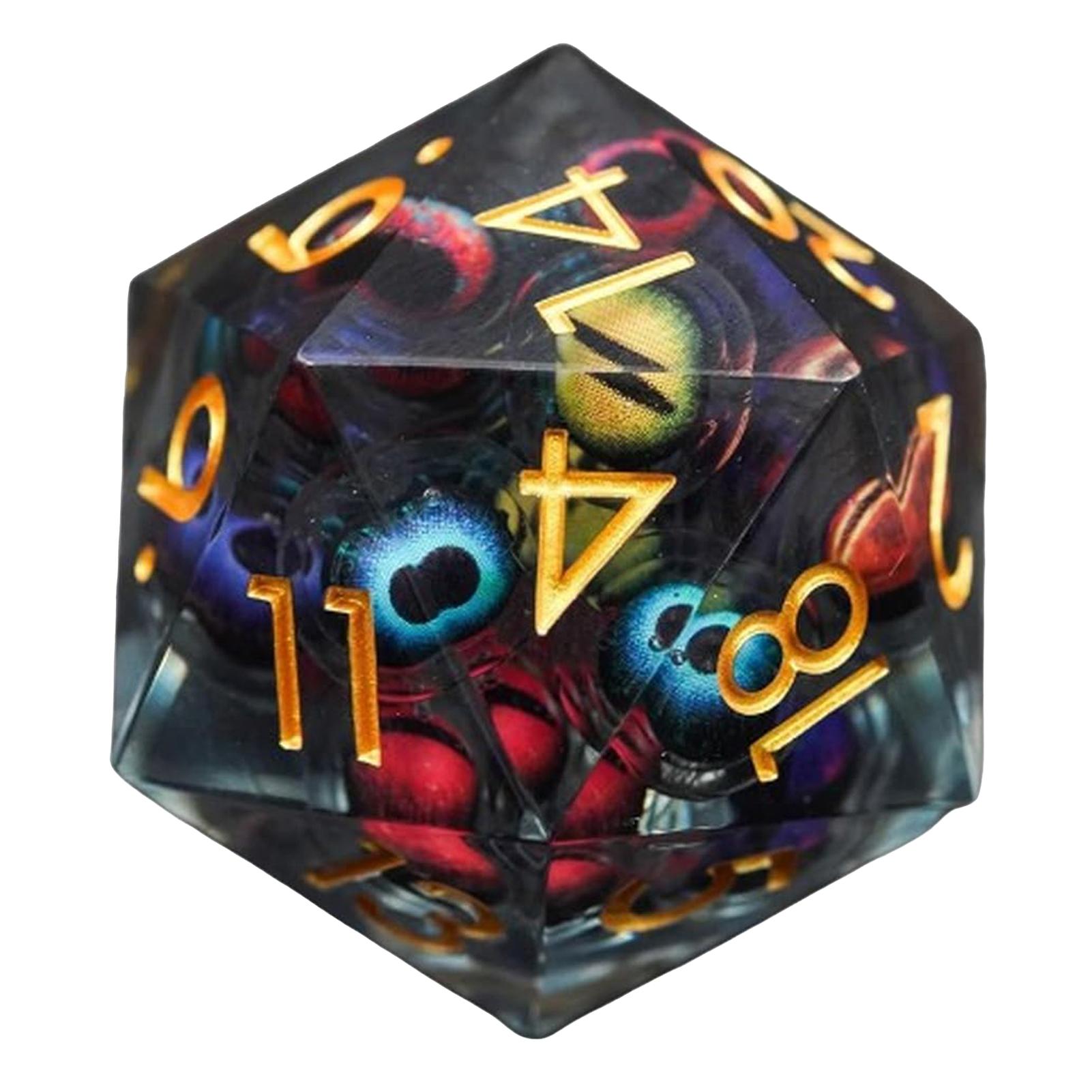 Golden Number Dice Vintage Liquid Core Quicksand Eyeball Resin Dice Set Unique Multi-sided Board Game Prop with Golden Numbers Dragon Eye Design Perfect for Toy Collectors Game Enthusiasts in Asia