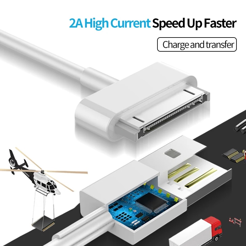 1-2 PCS 30 Pin USB Cable For iPhone 4S 4 3GS iPad 1 2 3 iPod Nano Touch Charger Wire Fast Charging Data Synchronisation Cable. 