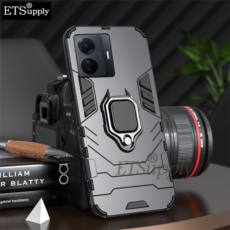 Phone case Vivo iqoo Z6 Pro Shockproof Armor Stand with Holder Car adsorb Ring Back cover Vivo iqoo Z6 Pro case. 