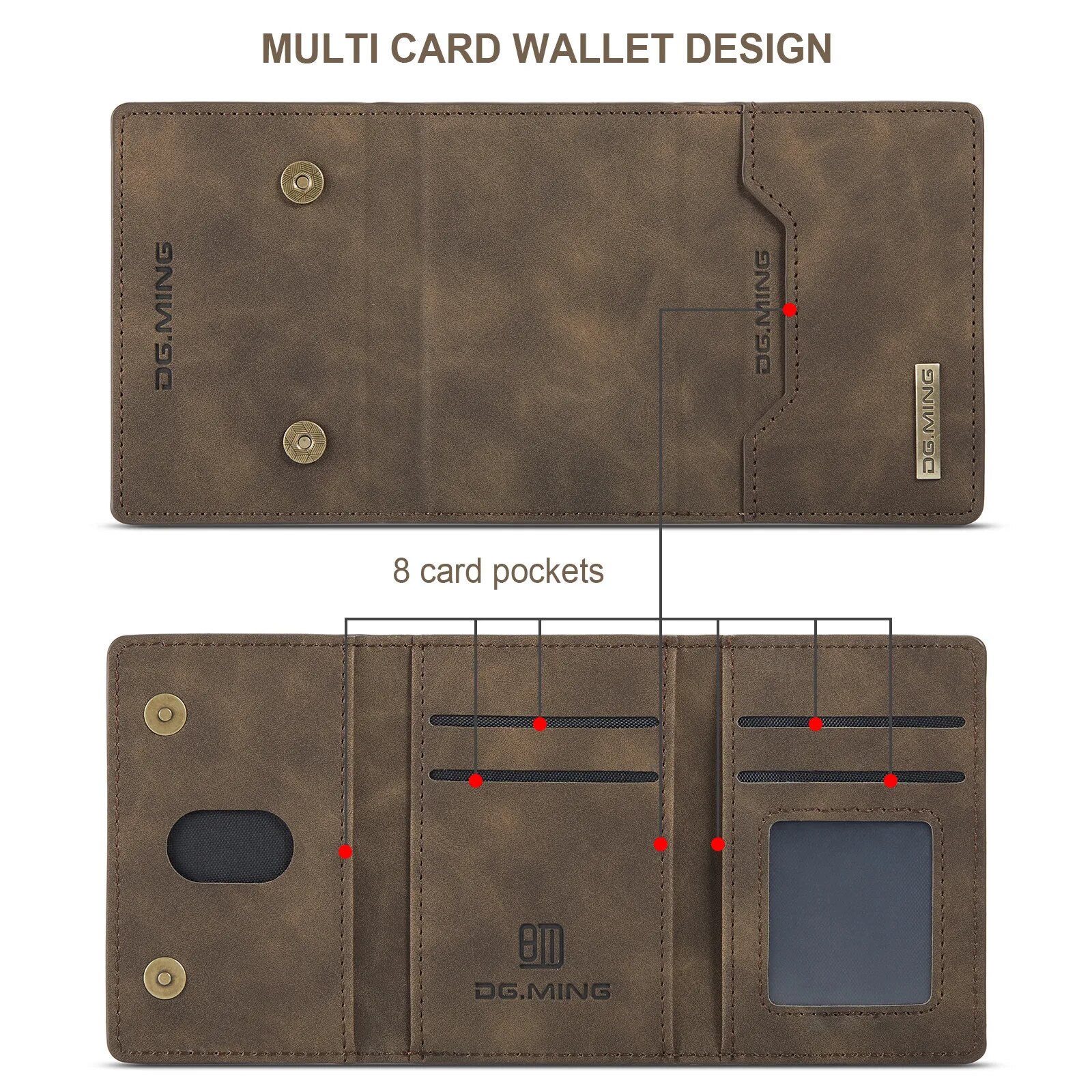 2 in 1 Detachable Back Cover For iPhone 15 14 13 12 11 Pro Max Mini X XS 7 8 Plus Wallet Case with Card Holder Leather Pocket. 